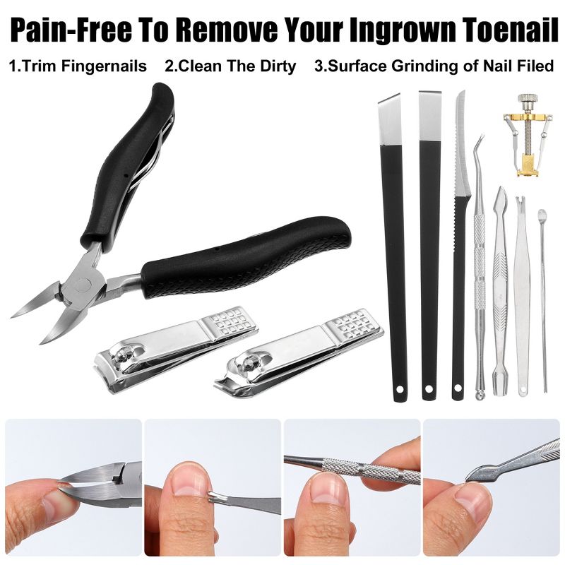 Unique Bargains Toenail Clippers for Thick Nails Stainless Steel Nail Clippers Nail Clippers Kit Pack of 13, 5 of 7