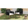 Chic Crate-Set of 2 Outdoor Acacia Wood Patio Dining Chairs with Rope-Woven Back/Armrest & Washable Cushions - Black - 3 of 4