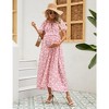 Maternity Square Neck Short Sleeve Dress Summer Smocked Waist Ruffle Boho Maxi Dress Baby Shower Photoshoot - 4 of 4
