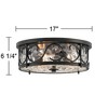 John Timberland Paseo Rustic Industrial Flush Mount Outdoor Ceiling Light Matte Black 6 1/4" Clear Hammered Glass Damp Rated for Post Exterior Barn - 4 of 4