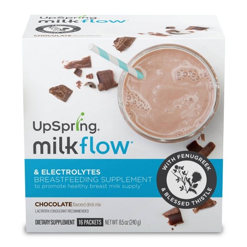 Upspring Milkflow Fenugreek + Blessed Thistle Chocolate Drink Mix Lactation Supplement - 16ct - Formulated with Electrolytes - image 1 of 4
