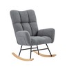Teddy/Velvet Rocking Chair, Upholstered Accent Glider Chair with Side Pocket and Wood Legs, 4W-ModernLuxe - 2 of 4