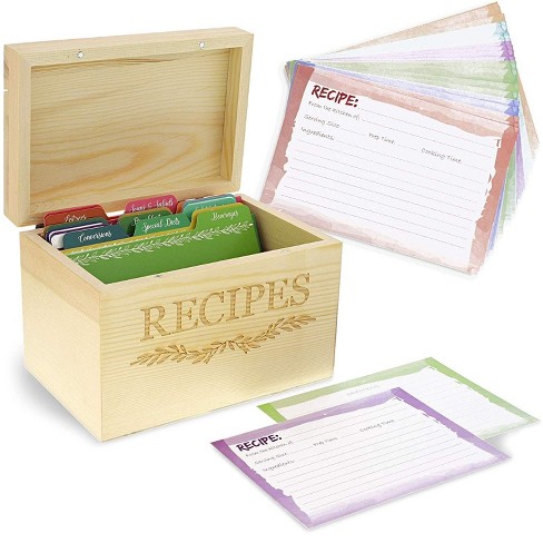 Juvale Wood Recipe Organization Box with Cards and Dividers - image 1 of 4