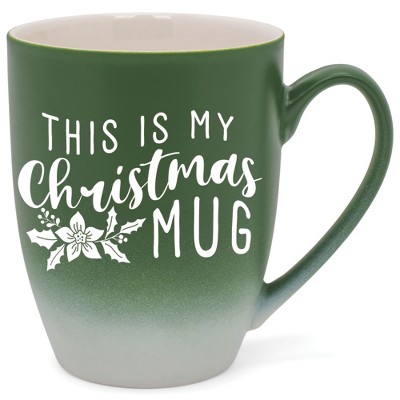 Elanze Designs This Is My Christmas Mug Two Toned Ombre Matte Green and White 12 ounce Ceramic Stoneware Coffee Cup Mug