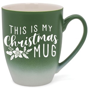 Elanze Designs This Is My Christmas Mug Two Toned Ombre Matte Green and White 12 ounce Ceramic Stoneware Coffee Cup Mug - 1 of 4