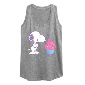 Women's - Peanuts - Snoopy Heart Cupcake Graphic Racerback Tank - 1 of 4