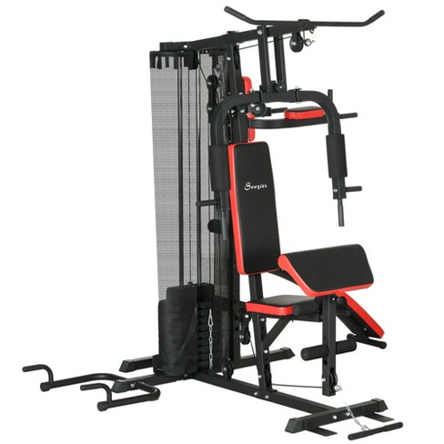 Soozier Multi Home Gym Equipment with Sit up Bench, Push up Stand, Dip  Station, 143lbs Weight Stack