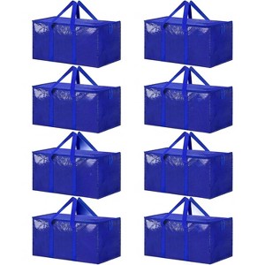 8 Pack Extra Large Heavy Duty Moving Bags, Clear Storage Bins Lids, Reinforced Handles & Heavy-Duty Zippers Moving - 1 of 4