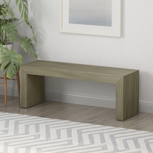 48" Farmhouse Dining Bench with Durable Acacia Wood Frame and Clean Square Legs for Entryway or Dining Room -3irtyhousy - 1 of 4