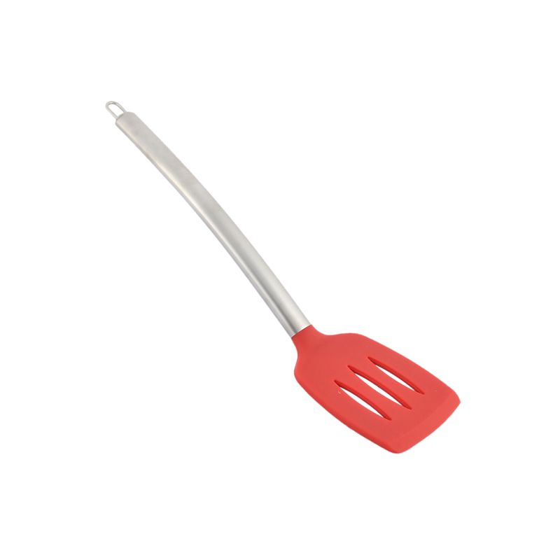 Unique Bargains Silicone Slotted Non Stick Heat Resistant Pancake Spatula Turner Red Silver Tone 1 Pc, 3 of 5