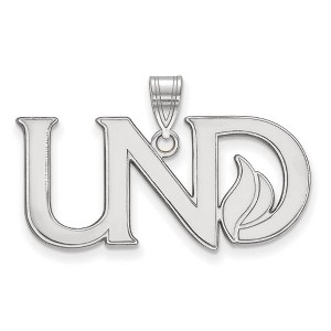 Black Bow Jewelry 14k White Gold North Dakota Fighting Hawks NCAA Large Pendant - 1 of 3