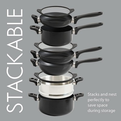 Kenmore Elite 9-Piece Black Nonstick Aluminum Stackable Cookware Set