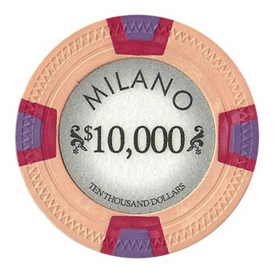 Slickblue 25-Count Milano 10g Clay Poker Chips, Real Casino Look, Compression Molded, Stylish Inlay Design, $10-$10,000