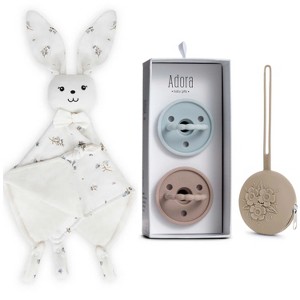 La’dore Bunny Snuggle Set With 2 Pacifiers, and a Silicone Pacifier Case BPA-Free– Soft Baby Essentials for Soothing and On-the-Go Comfort - 1 of 4