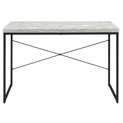 GlasFlength Desks Metal Frame Rustic Computer Desk Gaming Desk Home Office Desk Simple Design for Small Spaces, Gray, 47.5"*22.5"*28.5"
