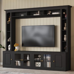 KWPZQEB 92.5" W Entertainment Wall Unit Set for Televisions Up to 80", Modern TV Stand with Bookshelves & 6 Barn Doors for Living Room, Home Theater - 1 of 4