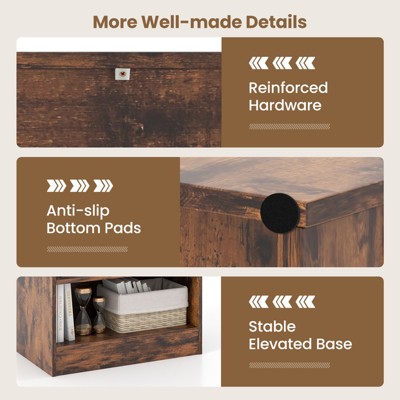 Rustic Brown 3-Tier Adjustable Wood Bookcase