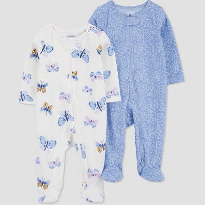 Image of Carter's Just One You® Baby Girls' 2pk Sleep N' Play - White/Purple 3M