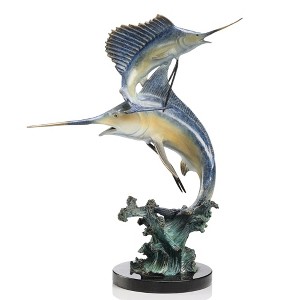 SPI Home Brass Keys Double Marlin and Sailfish – 15" Ocean Game Fish Sculpture for Coastal Decor - 1 of 3
