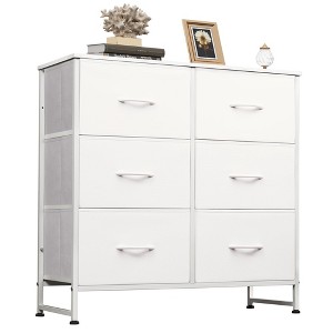 Aoibox White 6 Drawer Fabric Dresser for Bedroom Double Chest Storage Tower with Bins Sturdy Steel Frame Closet - 1 of 4