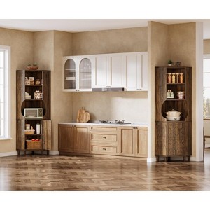 Lantine 69.29'' Tall Corner Cabinet, Freestanding Kitchen Pantry with Doors and Adjustable Shelves for Living Room, Study Room, Rustic Brown - 1 of 4