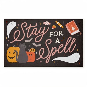 Stupell Industries Stay for Spell Halloween Welcome Printed Outdoor Door Mat, design by Laura Marshall, 18"x30" - 1 of 4