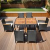 VisioGear Patio Seating Sets, 7 Pieces Patio Seating Sets with Wood Table Top, Outdoor Space Saving Chairs, Black & White, 22.8"*22.8"*33.5" - 3 of 4
