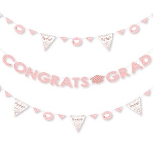 Big Dot of Happiness Rose Gold Grad - Graduation Party Letter Banner Decoration - 36 Banner Cutouts and Congrats Grad Banner Letters - 1 of 4