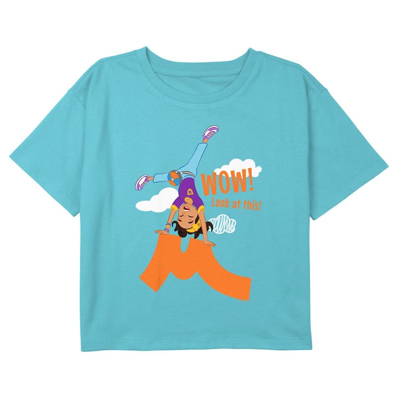 Girl's Blippi Look at This! Meekah Crop Top T-Shirt, 1 of 4