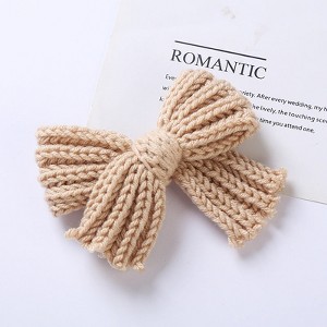 MyKids-Usa Baby Solid Color Big Knitted Bow Handmade Hairpin - 1 of 4