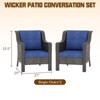 SUGOLD 2-Piece Wicker Patio Conversation Set with Blue Cushions, Weather-Resistant Outdoor Armchairs for Deck, Porch & Backyard - 3 of 4