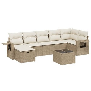 vidaXL 8 Piece Patio Sofa Set with Cushions Beige and Cream Poly Rattan - Without Storage, 8 Pieces - 1 of 4