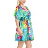 LA LEELA Women's Summer Mini Beach Tropical Dress Swimsuit V Neck Tops Cover Ups for Swimwear Women X-Large-XX-Large Blue, Floral - 2 of 4