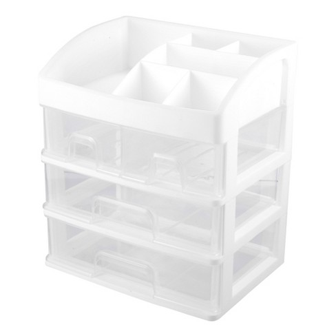 Unique Bargains Large Capacity Cosmetics Makeup Organizer Desk Organizer  with 4 Drawers White