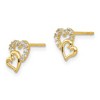Black Bow Jewelry Kids 14k Yellow Gold & CZ 7mm Double Heart Post Earrings - 2 of 4