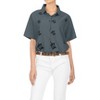 LA LEELA Women's Summer Casual Blouse Shirt Solid Blouses Button Up Short Sleeve Dress Tee Shirts Hawaiian Tops for Women - 2 of 4