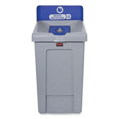 Rubbermaid Commercial Slim Jim Recycling Station 1-Stream, Mixed Recycling Station, 33 gal, Resin, Gray