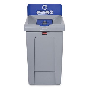 Rubbermaid Commercial Slim Jim Recycling Station 1-Stream, Mixed Recycling Station, 33 gal, Resin, Gray - 1 of 4