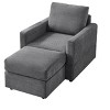CAVINAS Modern Corduroy Lounge Sofa Chair, Upholstered Accent Chair with Ottoman, Wide Armrests and Pillow, Adjustable Backrest - 2 of 4