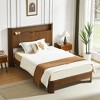 GDFStudio Damien Rustic Wooden Bed with Storage Headboard and Built-In Charging Station - 2 of 4