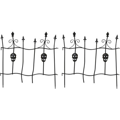 Sunstar 26-inch Iron Skull Fence - Set of 2