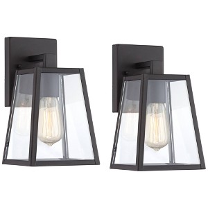 John Timberland Arrington Modern Wall Light Sconces Set of 2 Mystic Black Hardwire 6" Fixture Clear Glass for Bedroom Bathroom Vanity Reading Hallway - 1 of 4