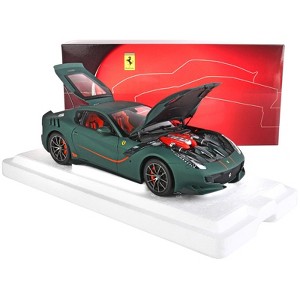 Ferrari F12 TDF Verde Opaco Matt Green with Orange Stripes Limited Edition 1/18 Model Car by BBR - 1 of 4