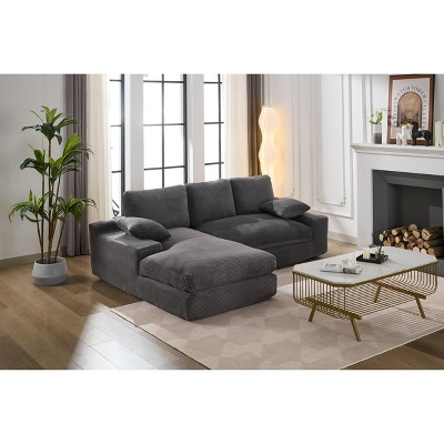 VASIP"99" Modular L-Shaped Sleeper Sectional Sofa Set - Modern Minimalist 2-Piece Upholstered Couch, No Assembly Required,Gray