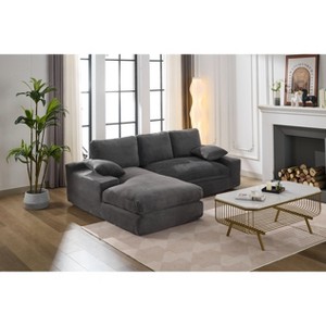 VASIP"99" Modular L-Shaped Sleeper Sectional Sofa Set - Modern Minimalist 2-Piece Upholstered Couch, No Assembly Required,Gray - 1 of 4