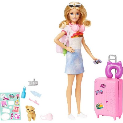 Barbie Doll and Accessories Travel Set with Puppy