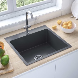 vidaXL Handmade Kitchen Sink Black Stainless Steel - 1 of 4