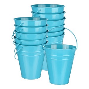 Unique Bargains Galvanized Blue Decorative Rustic Metal Bucket 4.7 x 5.1 Inch 12 Pcs - 1 of 4
