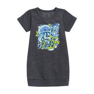 - Instant Message - Jellyfish Ramune Graphic Short Sleeve Fleece Dress - 1 of 4