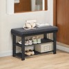 Bamboo Shoe Bench, 3-Tier Shoe Rack, Stable Shoe Organizer for Entryway, Living Room, Bench Seat Holds Up to 330 lb, 11.4 x 28 x 19.3 Inches - 3 of 4